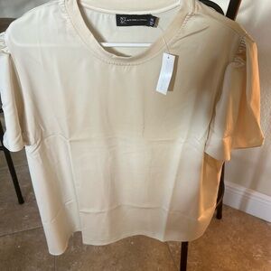 NY Collection Cream Women's Top